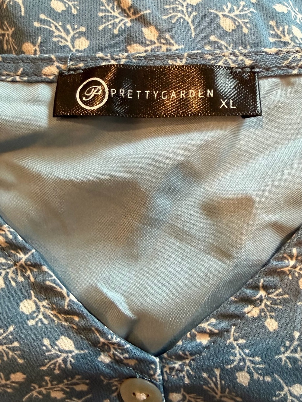 Dark Blue Floral Maxi Dress with Button Front - XL - Picture 4 of 4